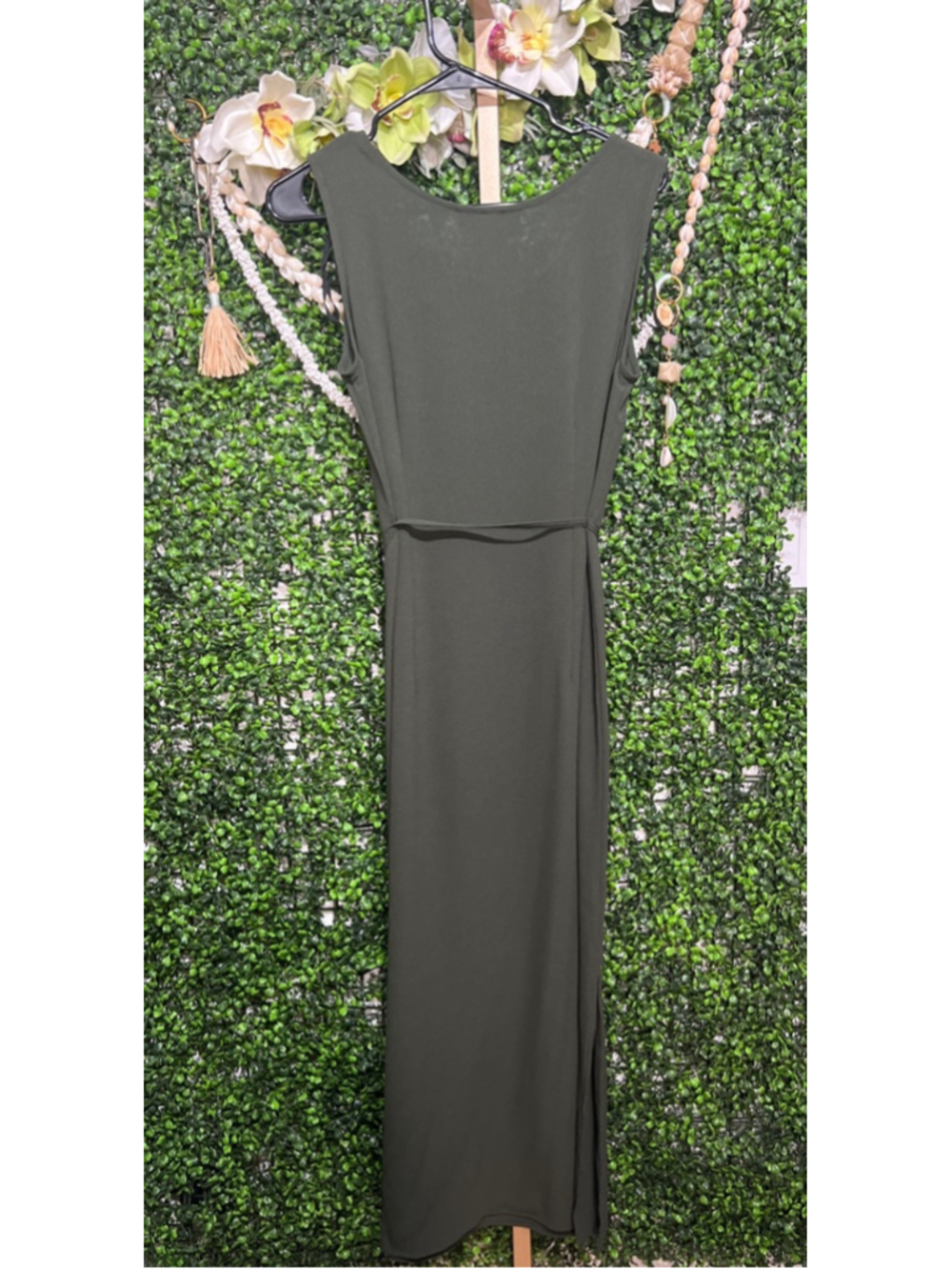 Vintage VTG Norton McNaughton Quiet Luxury Maxi Dress S Olive Green size Small - Picture 5 of 5